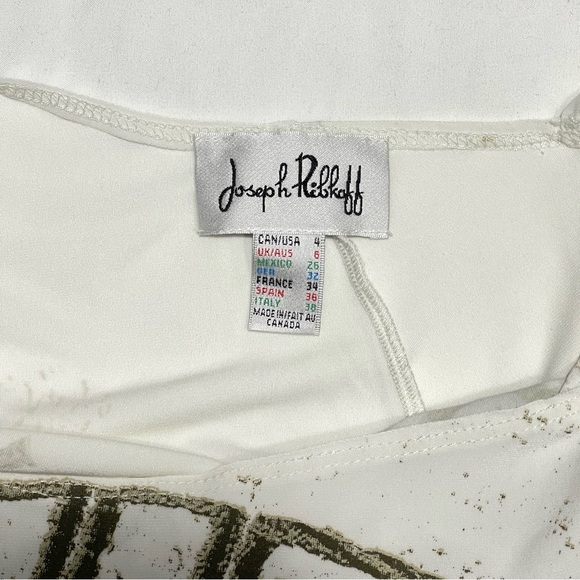 Joseph Ribkoff Asymmetrical Sleeveless Patterned White Top Women Size 4 - Picture 3 of 6